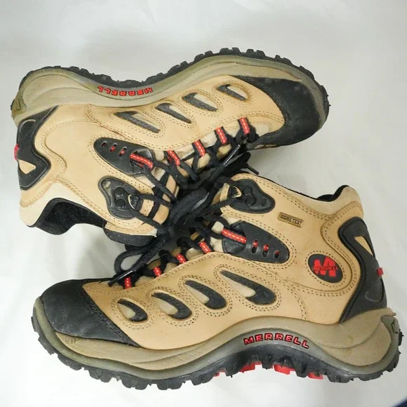 Merrell Reflex Mid Gore-Tex Taupe Leather Hiking Boots Womens Lace Up Sz 9.5 - Picture 6 of 7